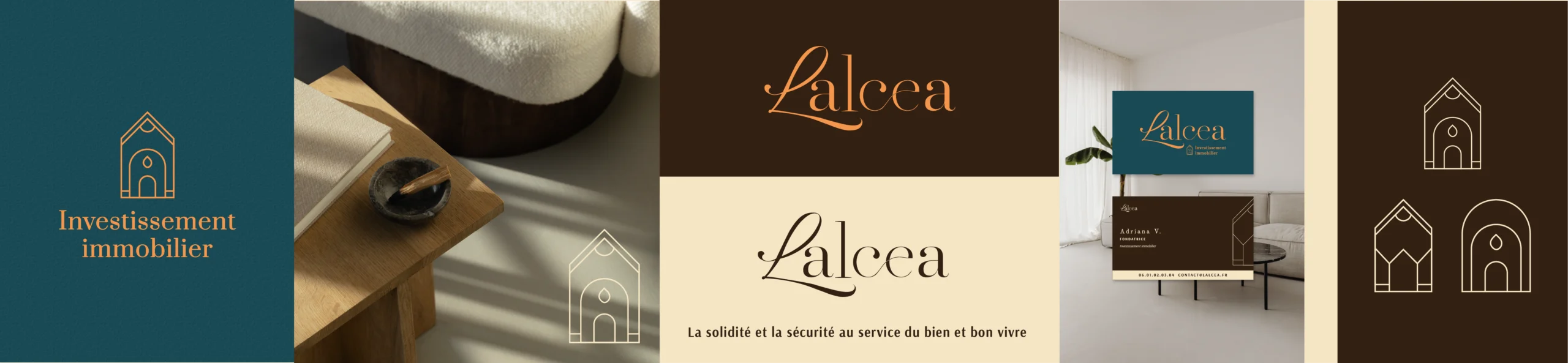 Logo icone et identité visuelle pour l'univers de marque de Lalcea